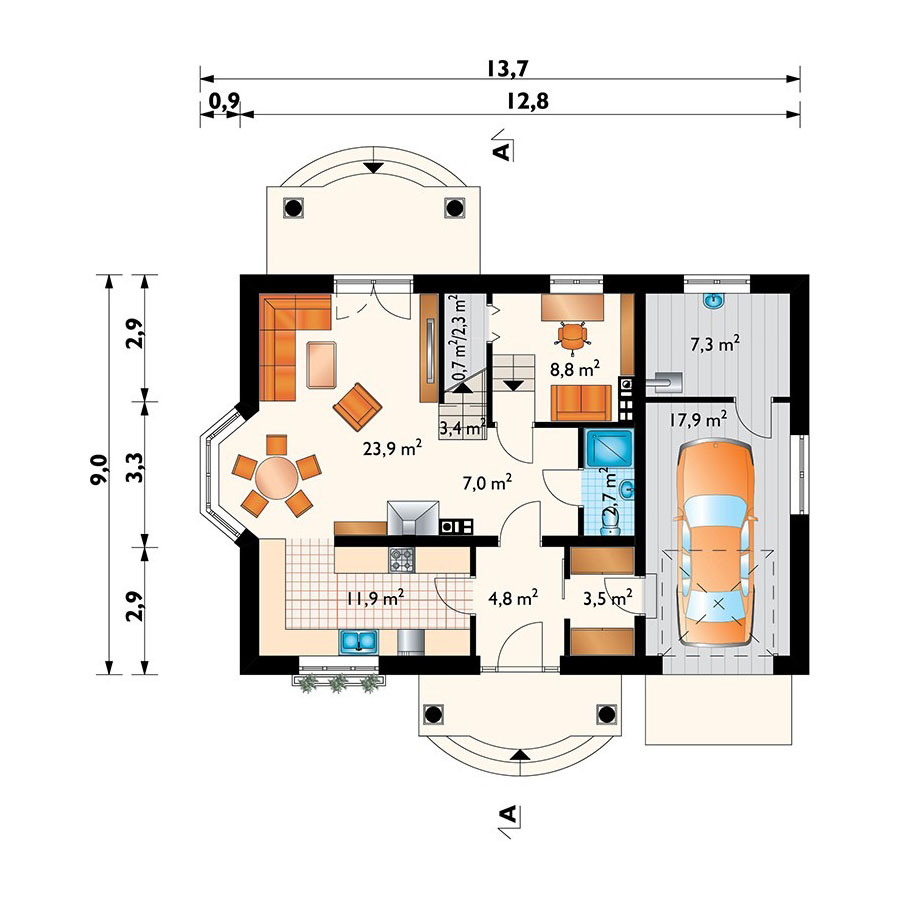 House Plan with 4 Bedrooms, 2 Home Offices and 1-Car Garage - 12880R - 3