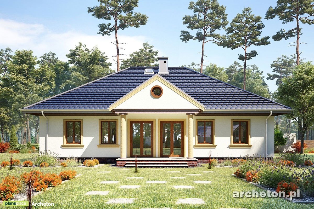 1300 Sq Ft Hipped Roof Cottage House Plan with Fireplace - 70213R - 3