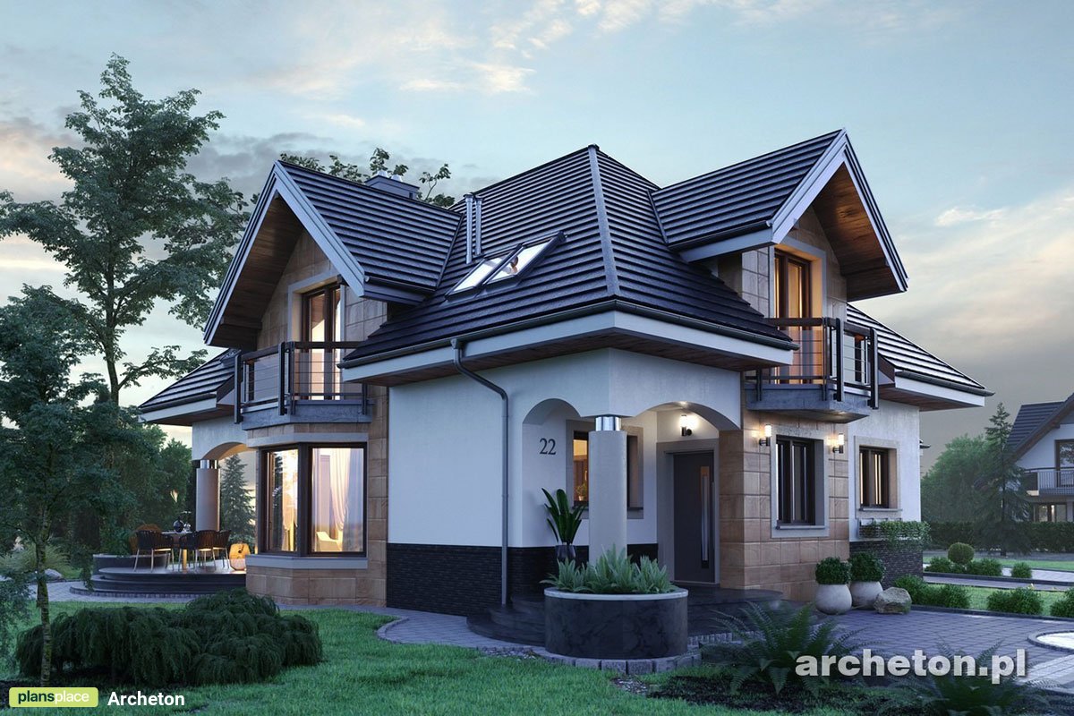 Two Story House Plan with Bedroom above Garage and 4 Balconies - 82260R