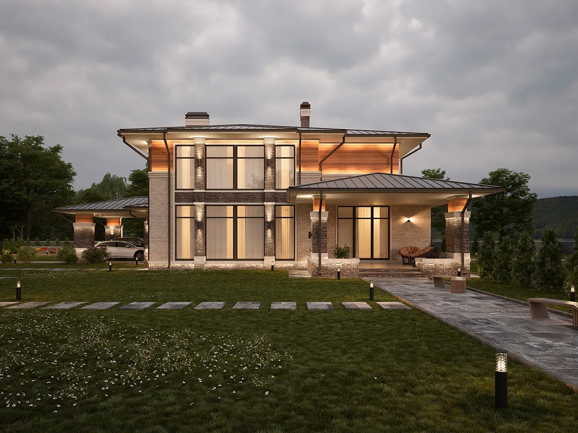 House Plan: 3646 ft², 2 Stories, 5 Beds, Home Office, 4 Baths, Open Floor Plan, Carport