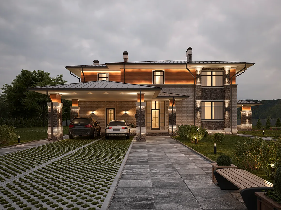 House Plan: 3646 ft², 2 Stories, 5 Beds, Home Office, 4 Baths, Open Floor Plan, Carport