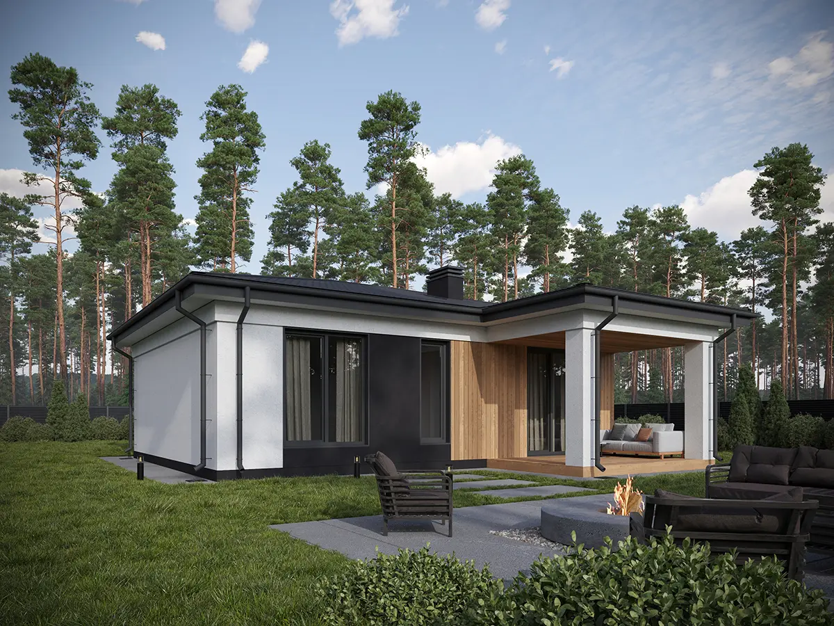 House Plan: 703 ft², 1 Story, 2 Beds, 1 Baths, Open Floor Plan