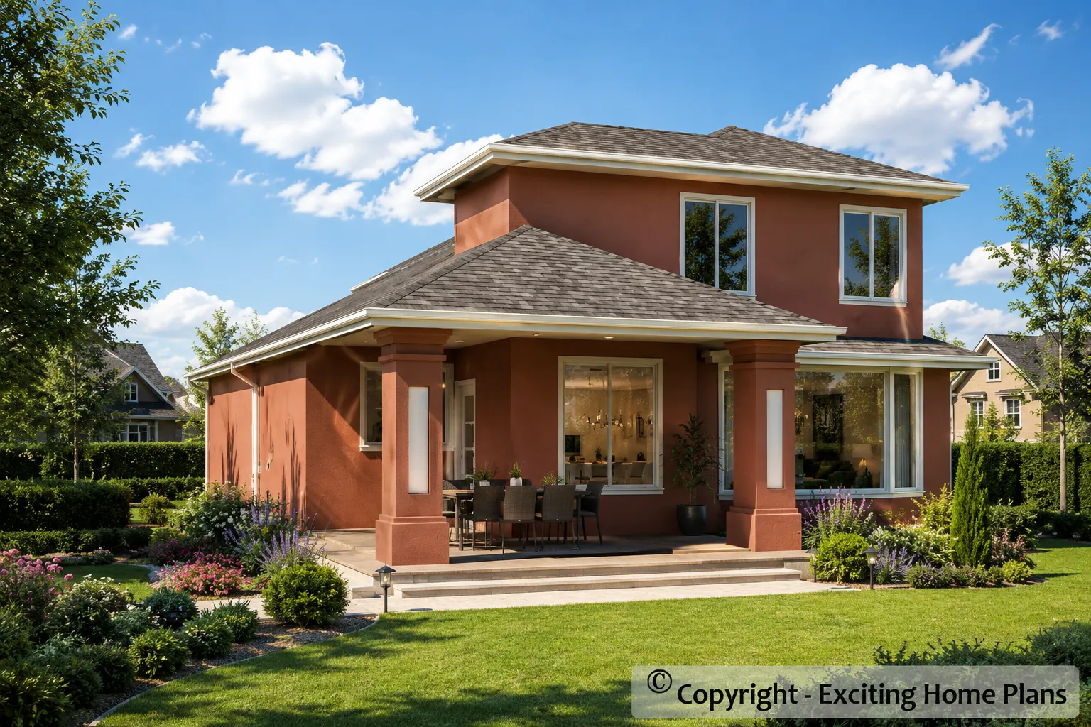 2-Story House Plan 2558 ft²: 3 Beds, Home Office, 2.5 Baths, Open Floor Plan, 2-Car Garage