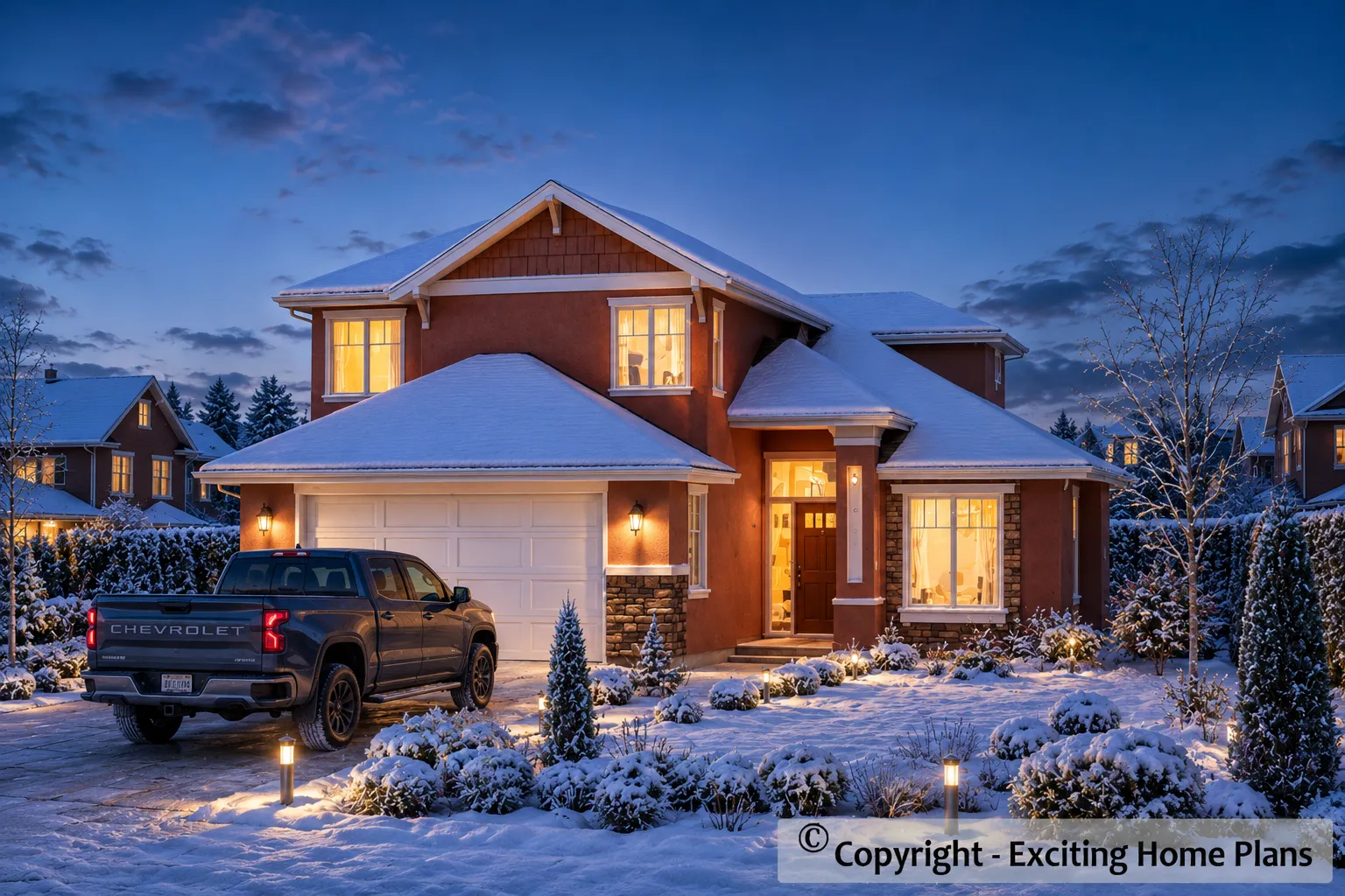 2-Story House Plan 2558 ft²: 3 Beds, Home Office, 2.5 Baths, Open Floor Plan, 2-Car Garage