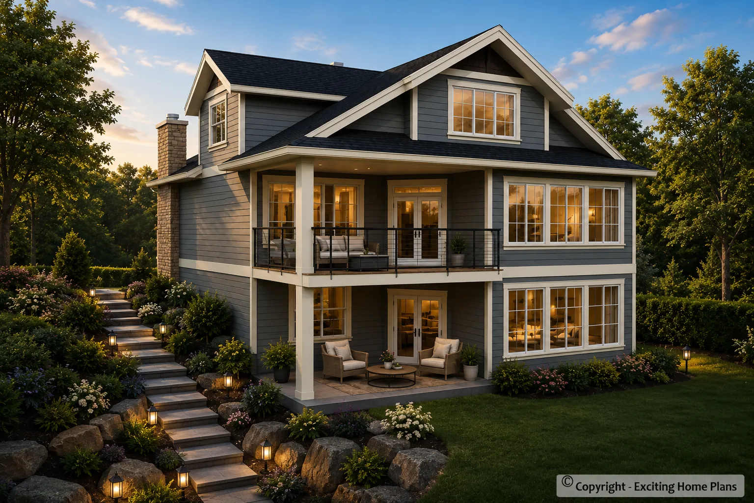 1.5-Story House Plan with Basement 2240 ft²: 3 Beds, 4 Baths, Open Floor Plan, 2-Car Garage