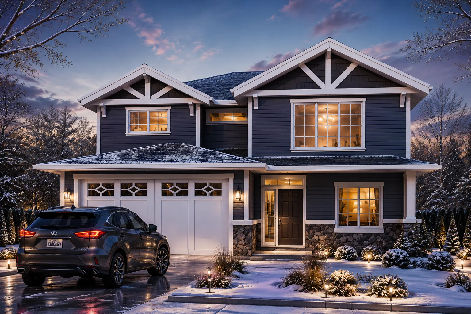 2-Story House Plan 2444 ft²: 5 Beds, Home Office, 3 Baths, Open Floor Plan, 2-Car Garage