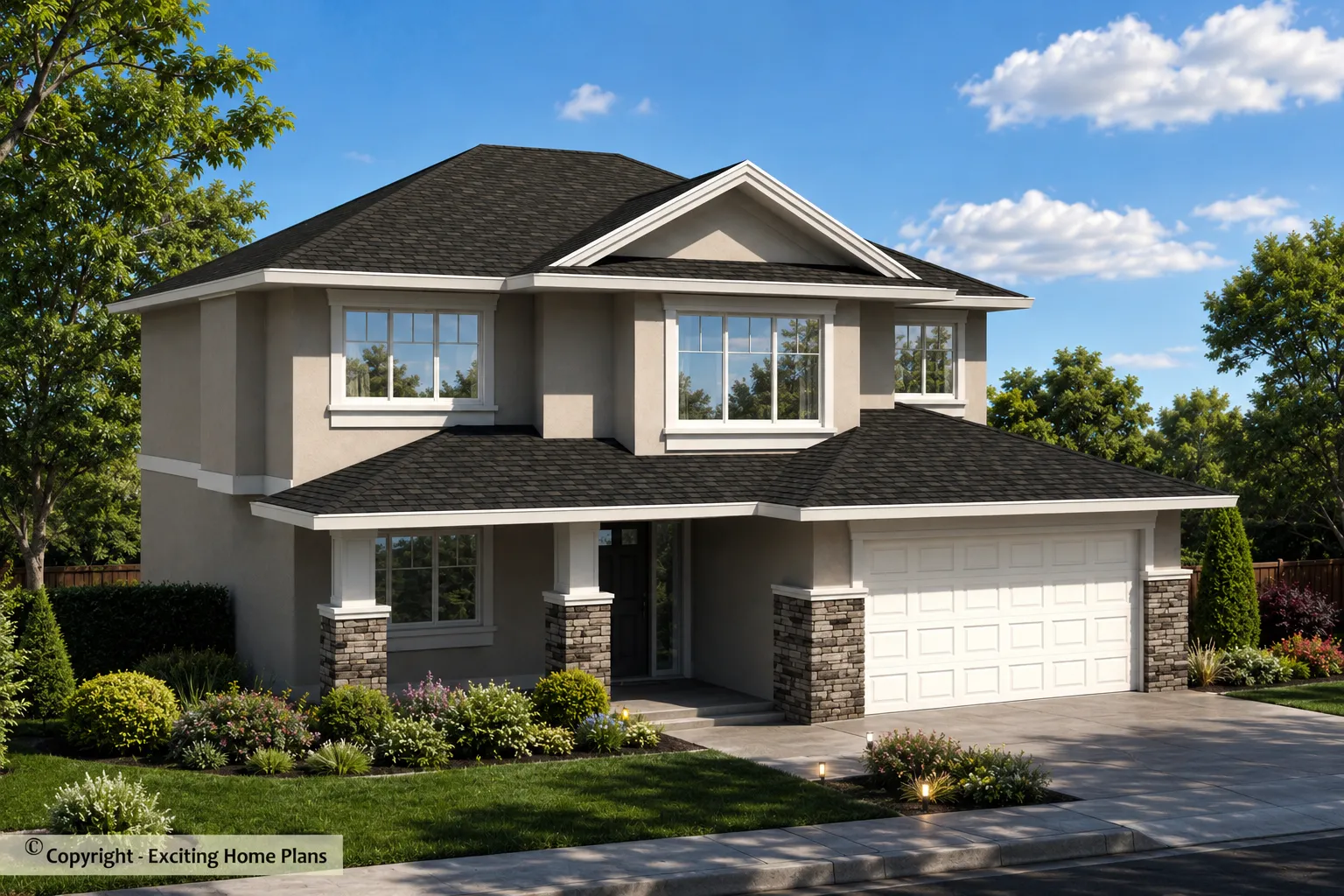 2-Story House Plan 2427 ft²: 5 Beds, 3 Baths, Open Floor Plan, 2-Car Garage