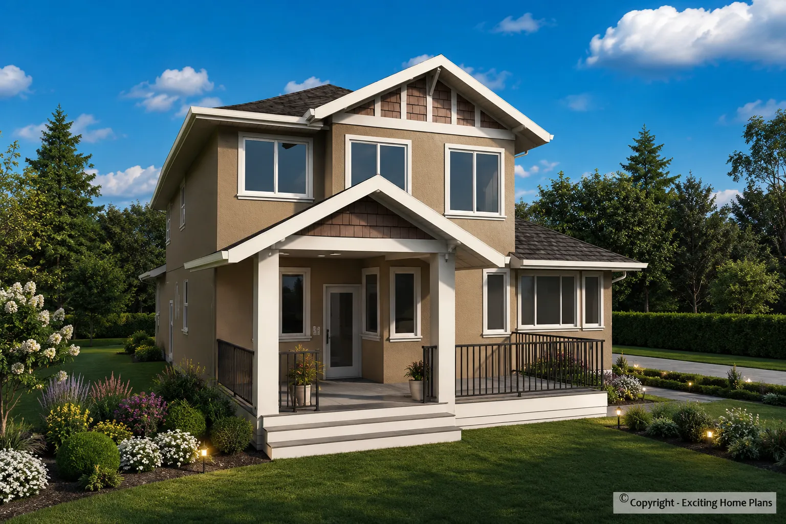2-Story House Plan with Basement 2244 ft²: 5 Beds, Home Office, 4 Baths, Open Floor Plan, 2-Car Garage