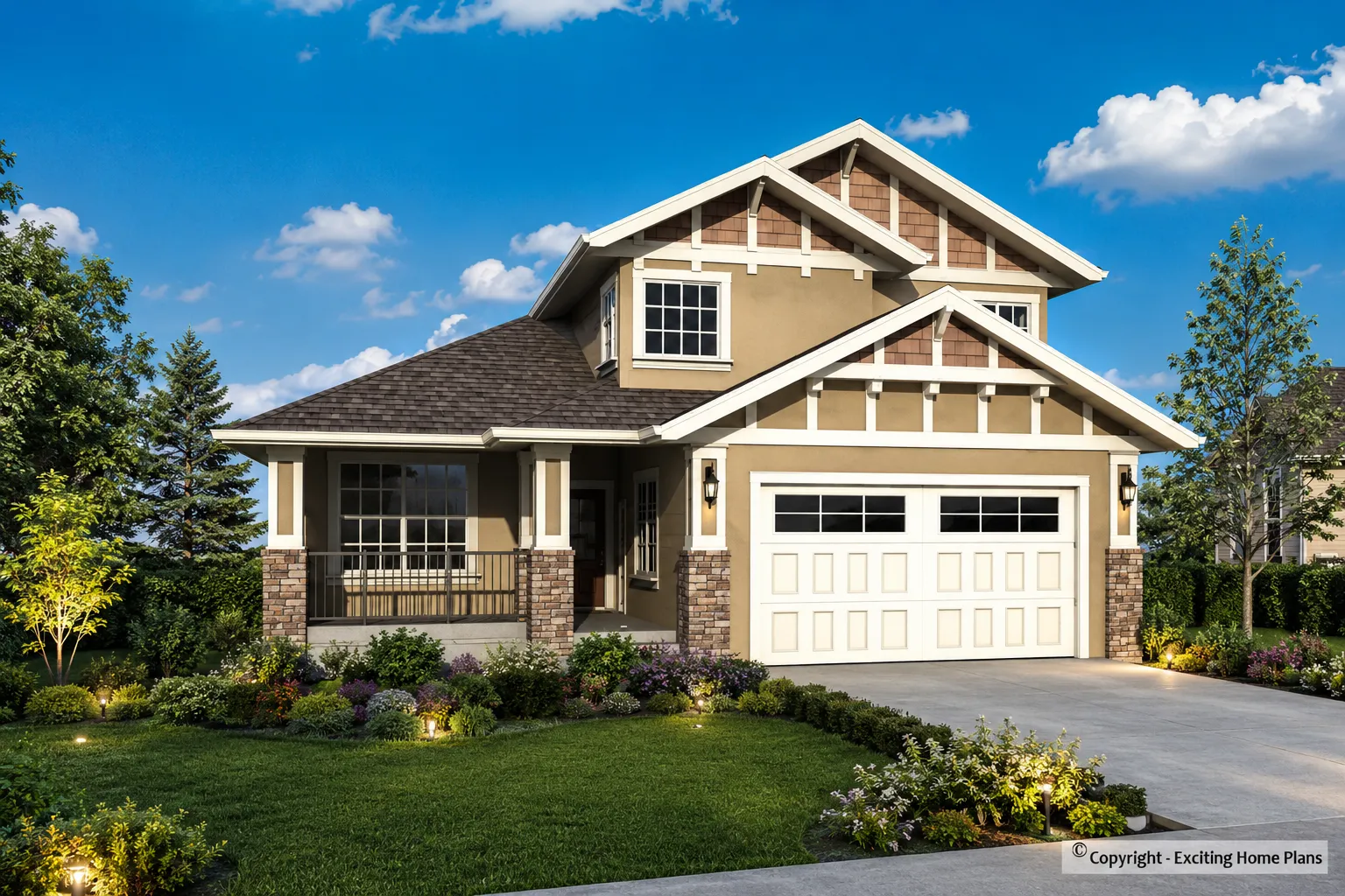 2-Story House Plan with Basement 2244 ft²: 5 Beds, Home Office, 4 Baths, Open Floor Plan, 2-Car Garage