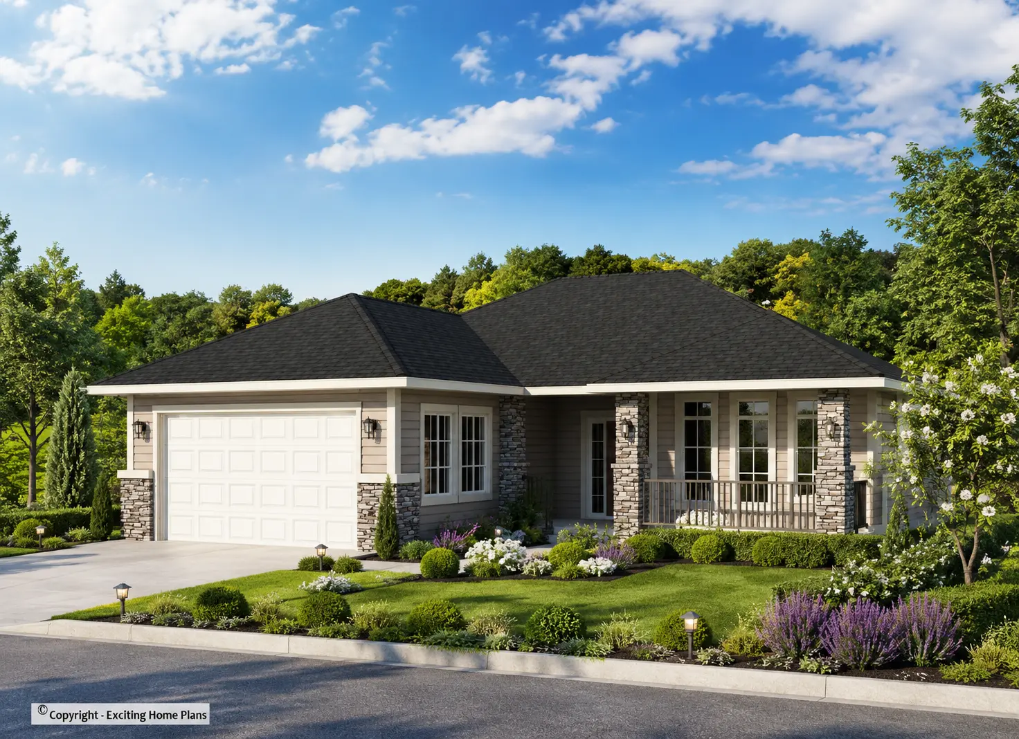 1-Story House Plan with Basement 1568 ft²: 6 Beds, 3 Baths, Open Floor Plan, 2-Car Garage