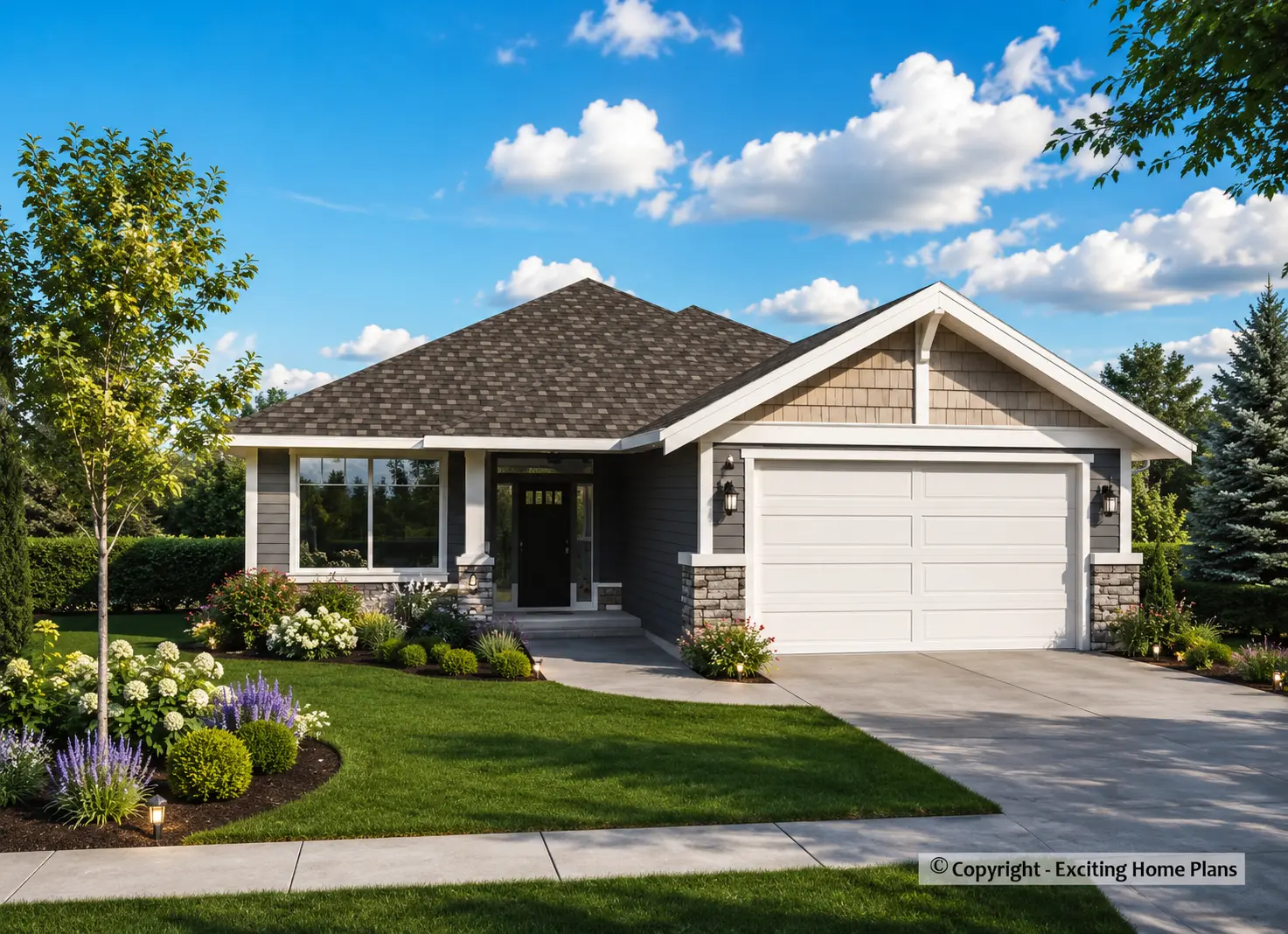 1-Story House Plan 1577 ft²: 2 Beds, 2 Baths, Open Floor Plan, 2-Car Garage