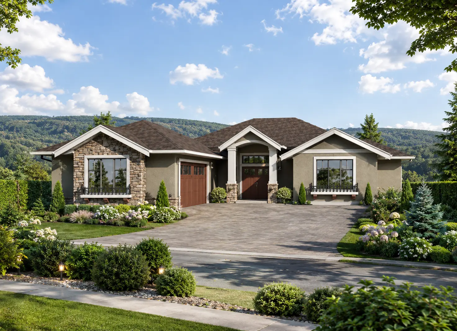 1-Story House Plan with Basement 1638 ft²: 3 Beds, Home Office, 2.5 Baths, Open Floor Plan, 2-Car Garage