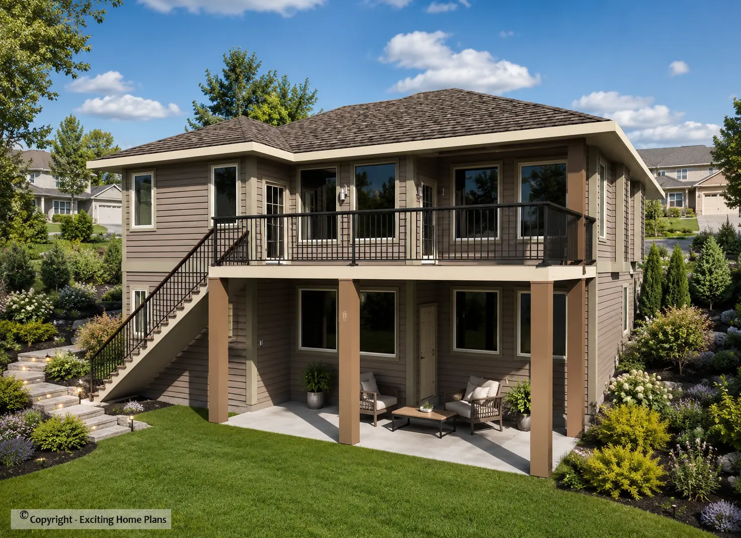 1-Story House Plan with Basement 1669 ft²: 4 Beds, Home Office, 3 Baths, Open Floor Plan, 2-Car Garage