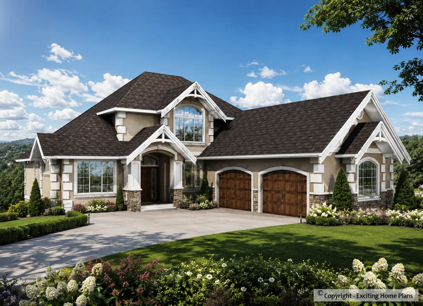 1.5-Story House Plan with Basement 2189 ft²: 4 Beds, Home Office, 3.5 Baths, Open Floor Plan, 2-Car Garage