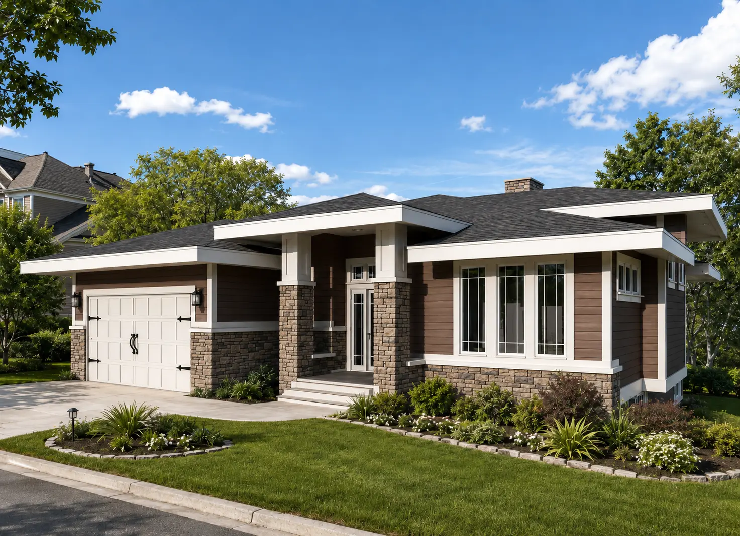 1-Story House Plan with Basement 1634 ft²: 3 Beds, Home Office, 2.5 Baths, 2-Car Garage