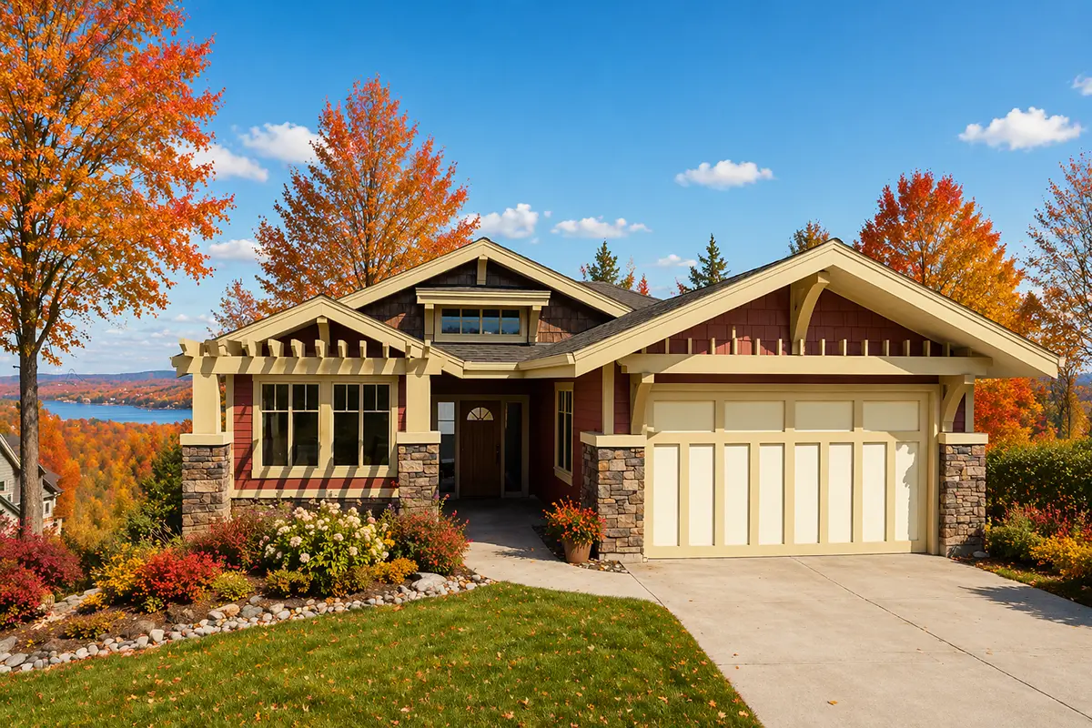 House Plan: 1588 ft², 1 Story + Basement, 4 Beds, Home Office, 3 Baths, Open Floor Plan, 2-Car Garage