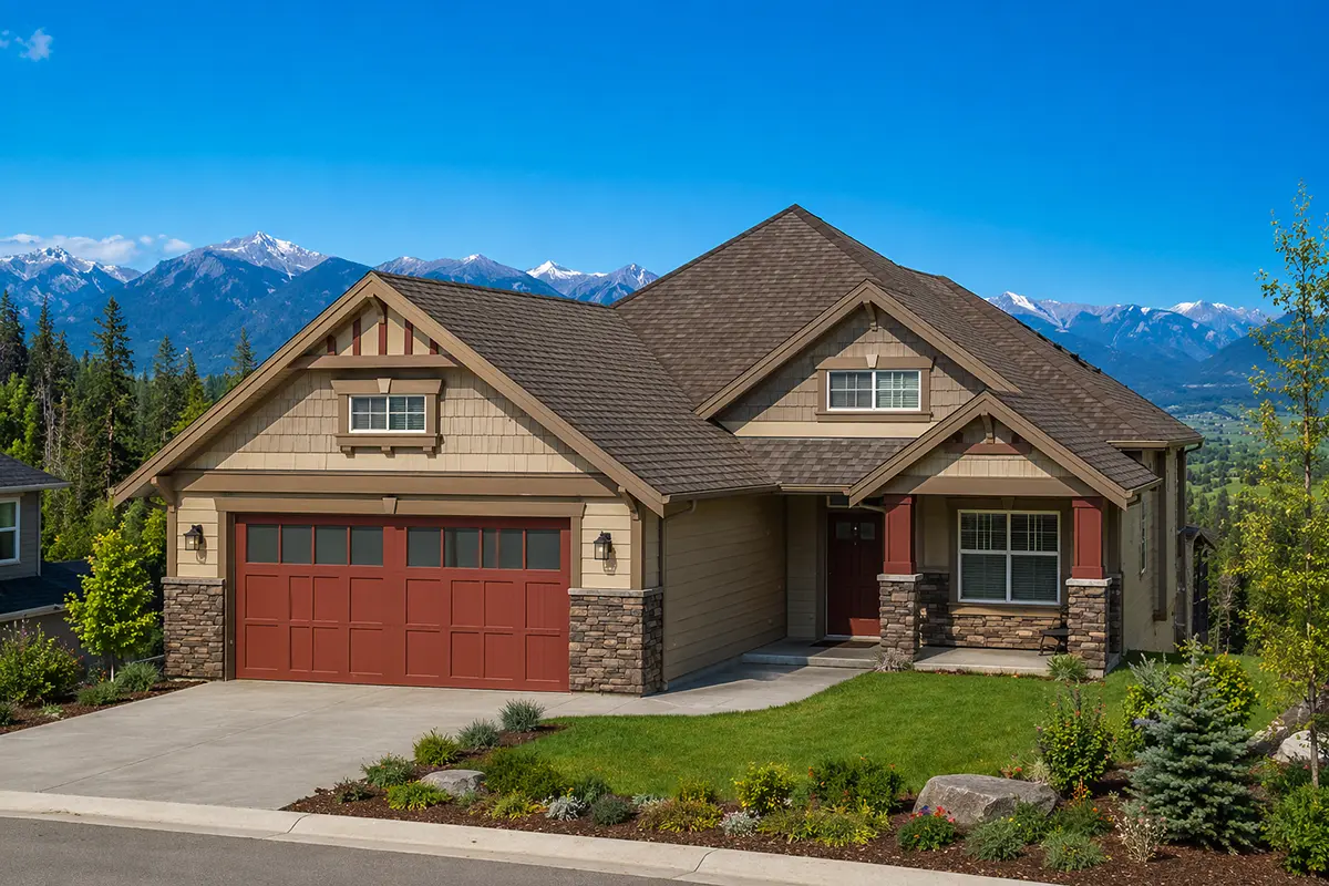 House Plan: 1677 ft², 1 Story + Basement, 5 Beds, 3 Baths, Open Floor Plan, 2-Car Garage