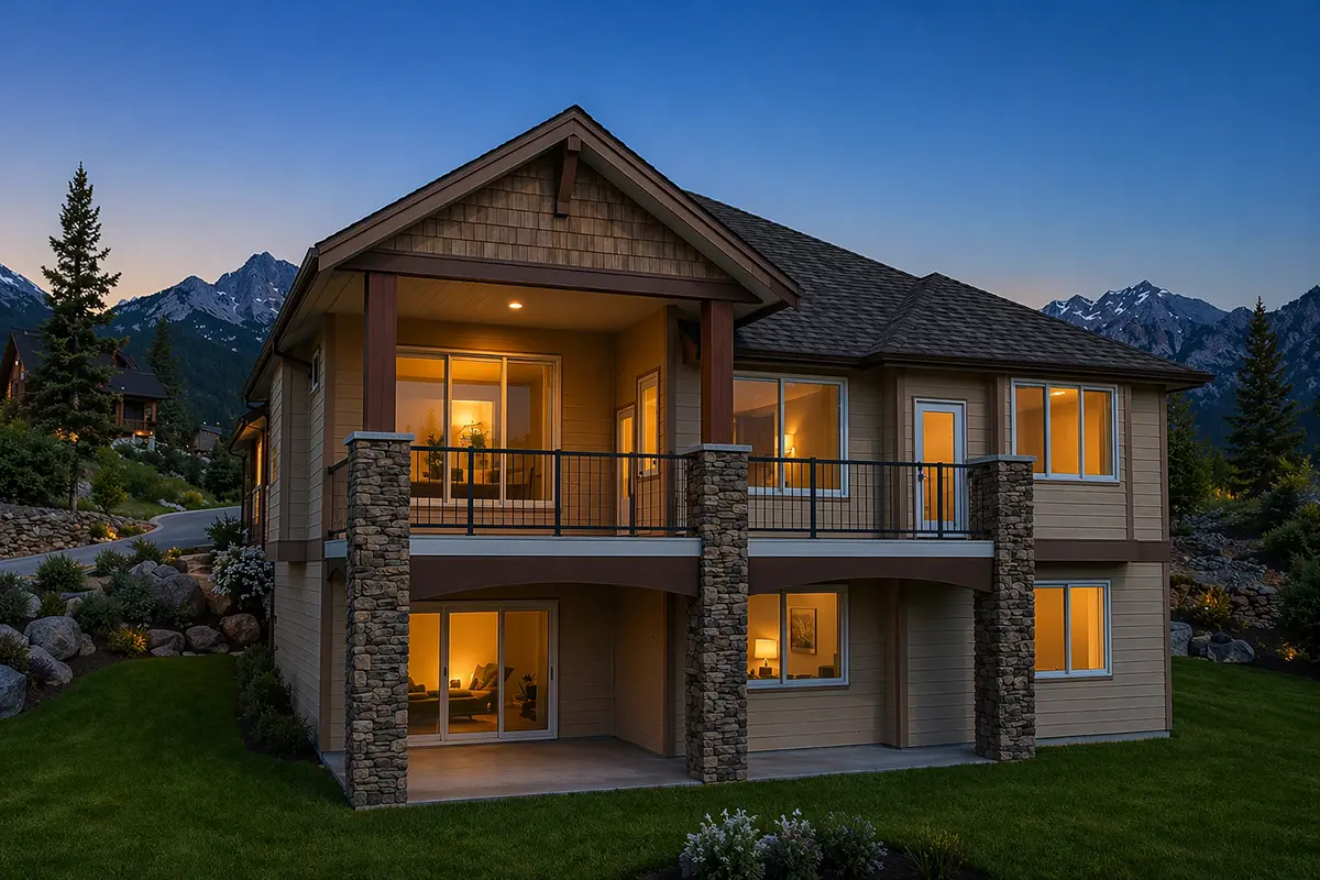 House Plan: 1677 ft², 1 Story + Basement, 5 Beds, 3 Baths, Open Floor Plan, 2-Car Garage