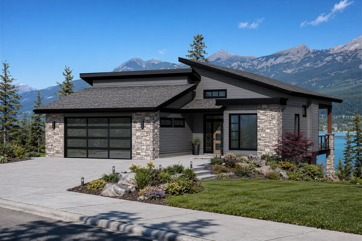 House Plan: 1676 ft², 1 Story + Basement, 5 Beds, 3 Baths, Open Floor Plan, 2-Car Garage
