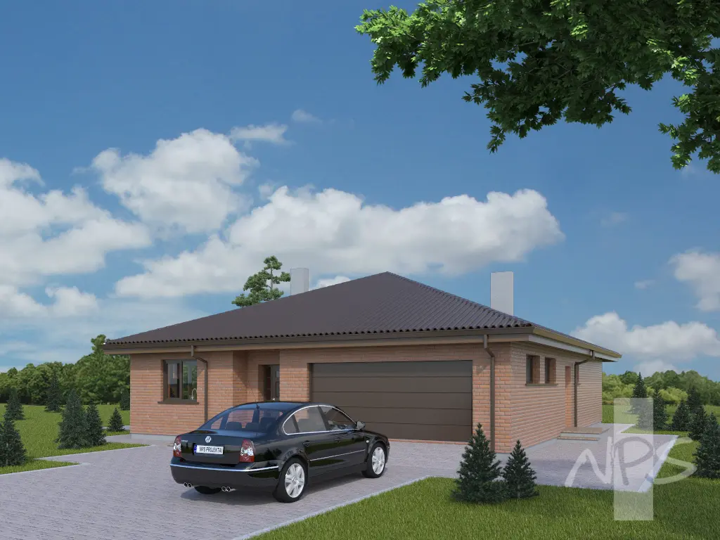 House Plan: 1424 ft², 1 Story, 3 Beds, 1 Baths, 2-Car Garage