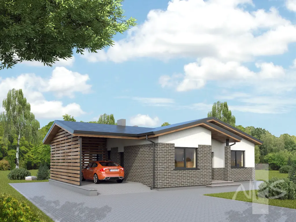 House Plan: 1355 ft², 1 Story, 3 Beds, Home Office, 2 Baths, Carport