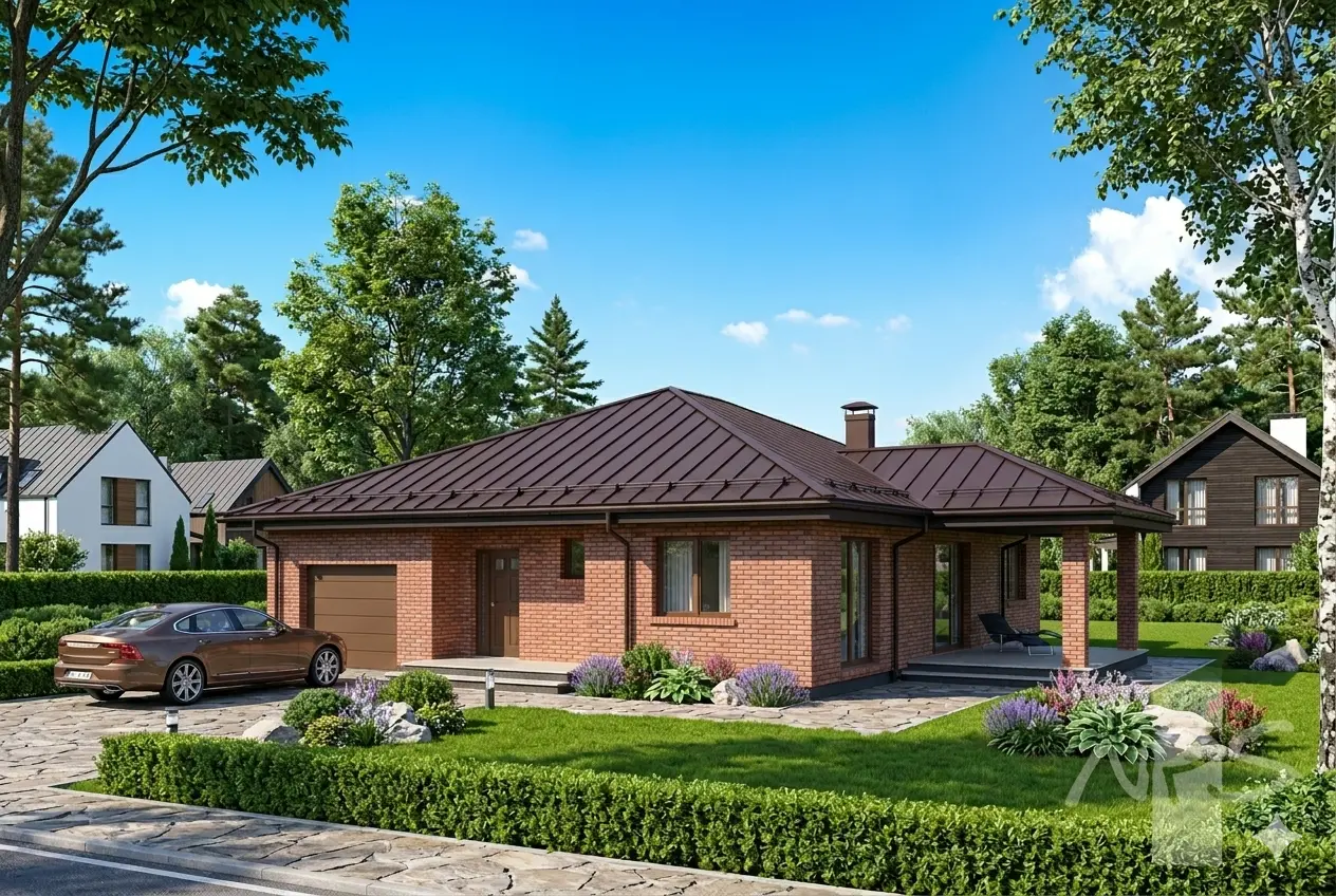 House Plan: 1537 ft², 1 Story, 3 Beds, 1.5 Baths, 1-Car Garage