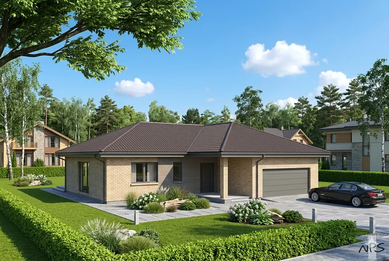 House Plan: 1407 ft², 1 Story, 3 Beds, 2 Baths, Open Floor Plan, 2-Car Garage