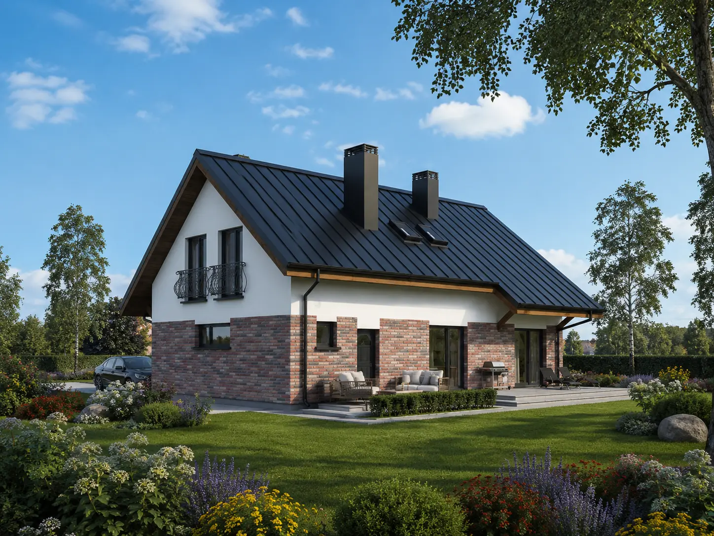 House Plan: 1673 ft², 1.5 Stories, 3 Beds, Home Office, 2 Baths, Open Floor Plan, 1-Car Garage