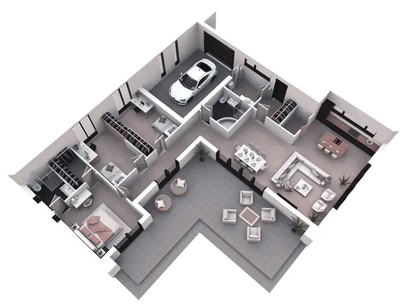 House Plan: 1392 ft², 1 Story, 3 Beds, 2 Baths, Open Floor Plan, 1-Car Garage