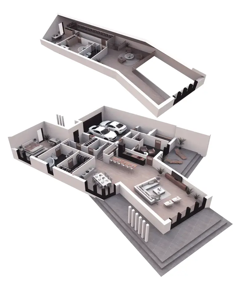 House Plan: 2875 ft², 1.5 Stories, 3 Beds, 3 Baths, Open Floor Plan, 2-Car Garage