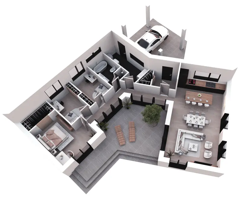 House Plan: 1615 ft², 1 Story, 3 Beds, 1 Baths, Open Floor Plan, Carport