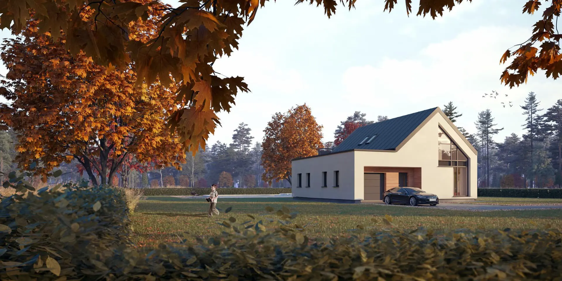 House Plan: 1617 ft², 1.5 Stories, 3 Beds, Home Office, 2 Baths, Open Floor Plan, 1-Car Garage