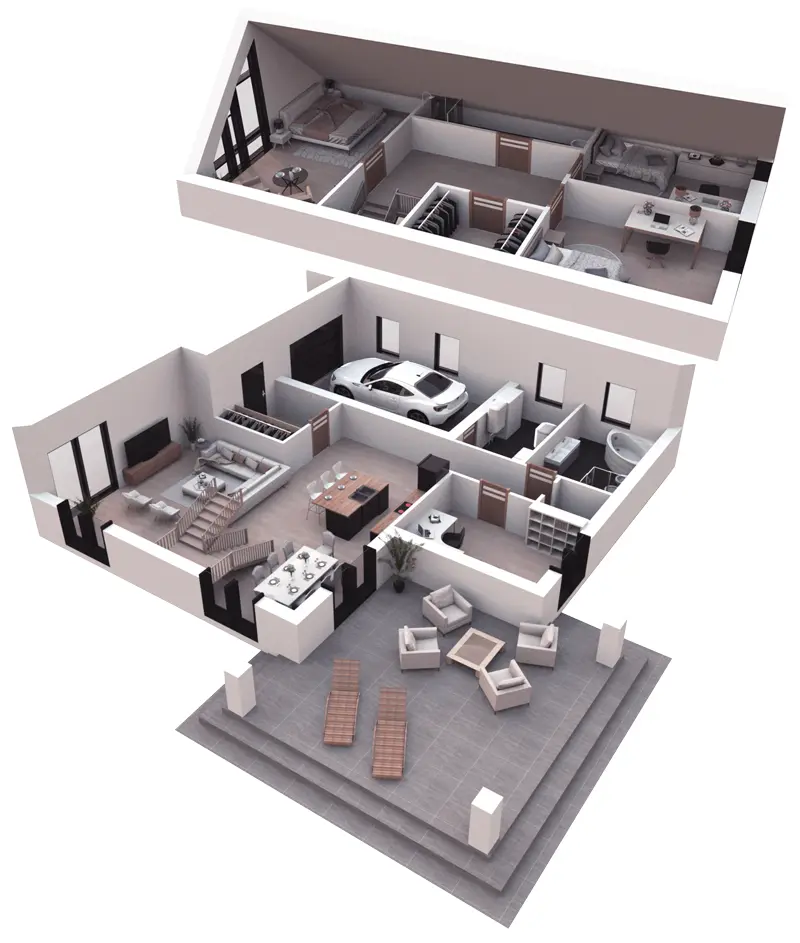 House Plan: 1617 ft², 1.5 Stories, 3 Beds, Home Office, 2 Baths, Open Floor Plan, 1-Car Garage