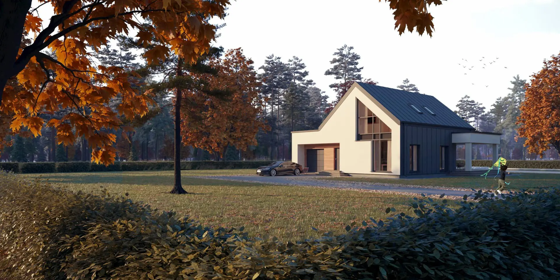 House Plan: 1617 ft², 1.5 Stories, 3 Beds, Home Office, 2 Baths, Open Floor Plan, 1-Car Garage