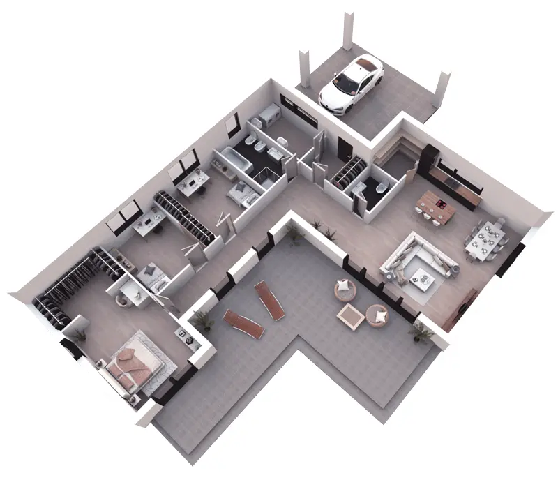 House Plan: 1352 ft², 1 Story, 3 Beds, 2 Baths, Open Floor Plan, Carport