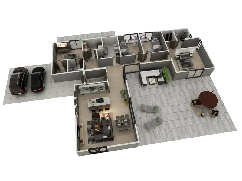 House Plan: 1902 ft², 1 Story, 4 Beds, 3 Baths, Open Floor Plan, Carport