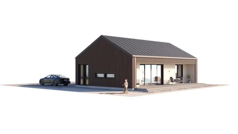 House Plan: 846 ft², 1 Story, 2 Beds, Home Office, 2 Baths, Open Floor Plan