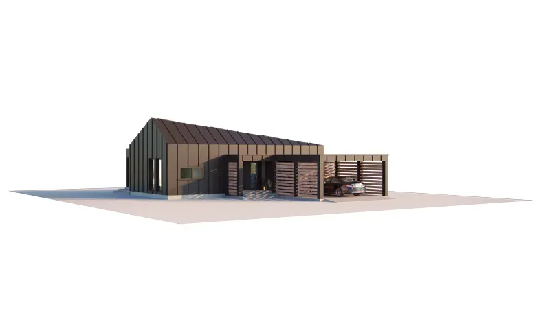 House Plan: 857 ft², 1 Story, 3 Beds, 1 Baths, Open Floor Plan