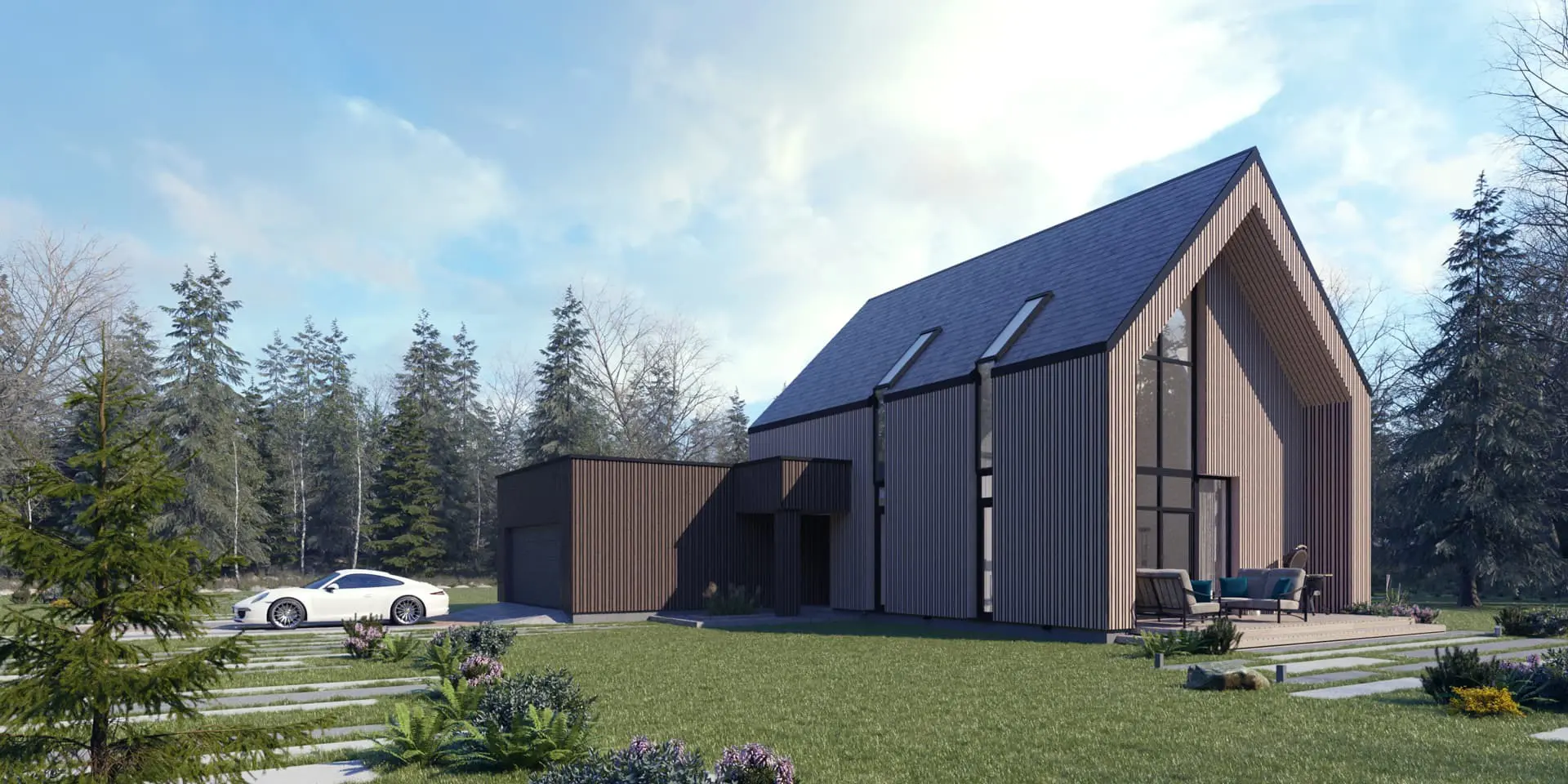 House Plan: 1202 ft², 1.5 Stories, 3 Beds, 2 Baths, Open Floor Plan, 2-Car Garage