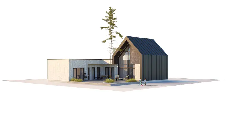 House Plan: 1243 ft², 1.5 Stories, 3 Beds, Home Office, 2 Baths, Open Floor Plan, 2-Car Garage