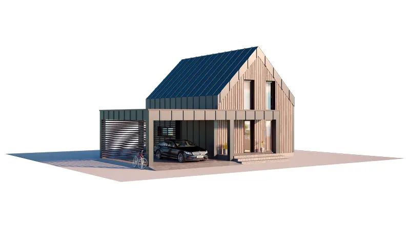 House Plan: 858 ft², 1.5 Stories, 2 Beds, 2 Baths, Open Floor Plan, Carport