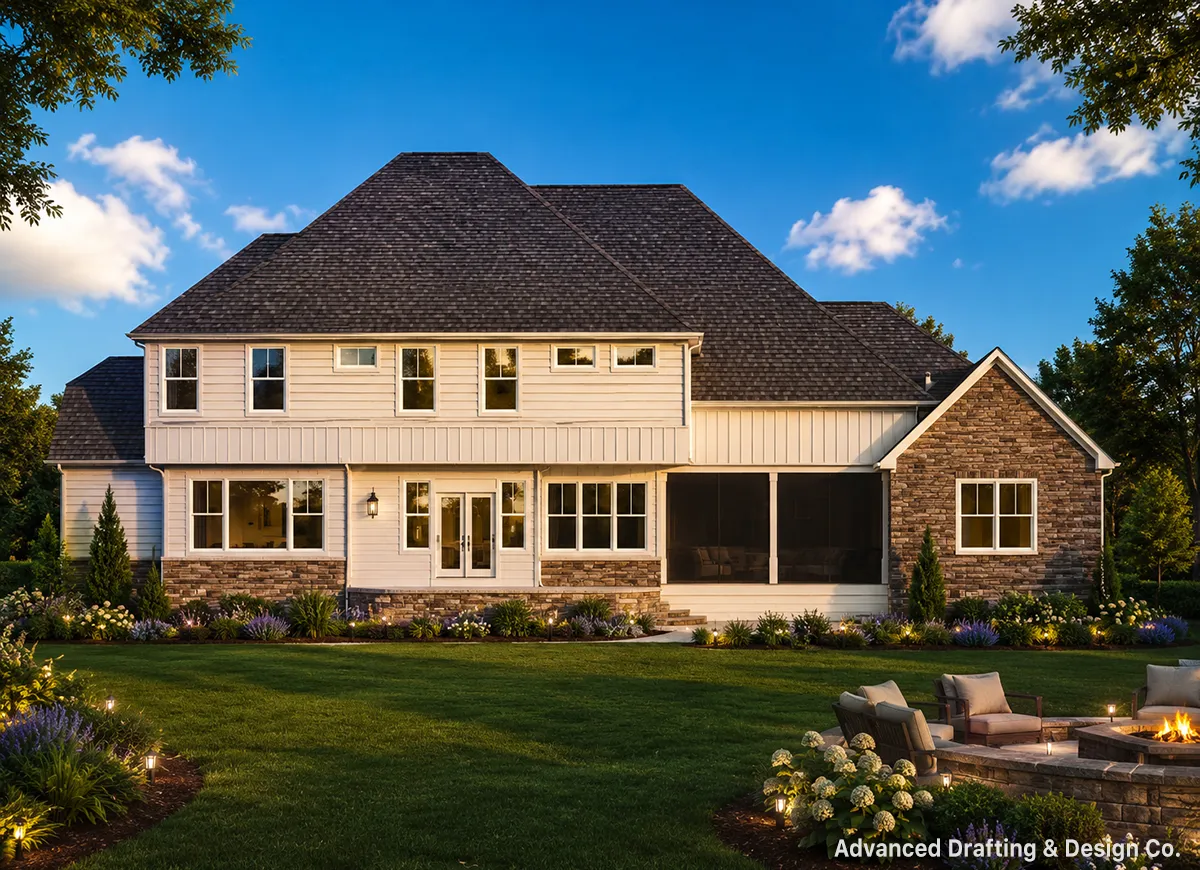 House Plan: 4682 ft², 1.5 Stories, 4 Beds, Home Office, 5.5 Baths, 3-Car Garage