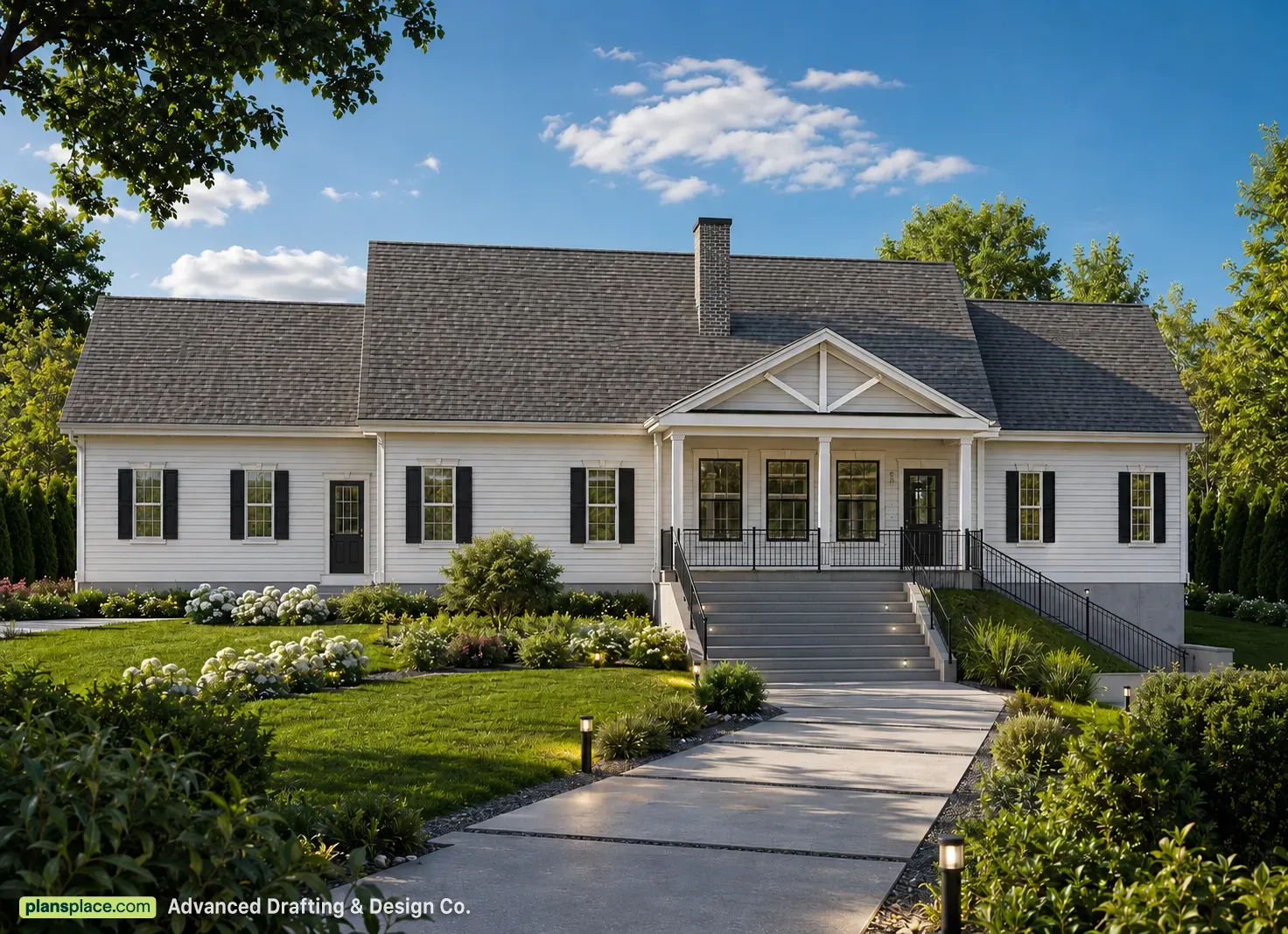 1-Story House Plan with Basement 2489 ft²: 3 Beds, Home Office, 3.5 Baths, 3-Car Garage