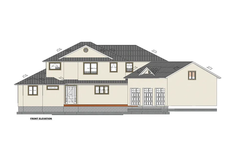 2-Story House Plan 4157 ft²: 6 Beds, 4.5 Baths, Open Floor Plan, 3-Car Garage
