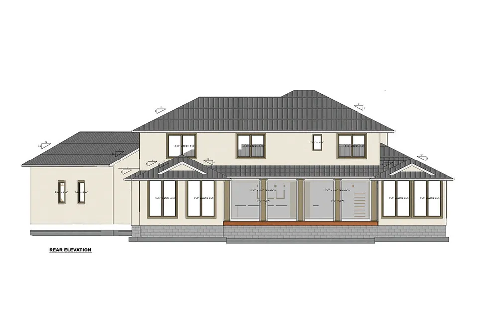 2-Story House Plan 4157 ft²: 6 Beds, 4.5 Baths, Open Floor Plan, 3-Car Garage