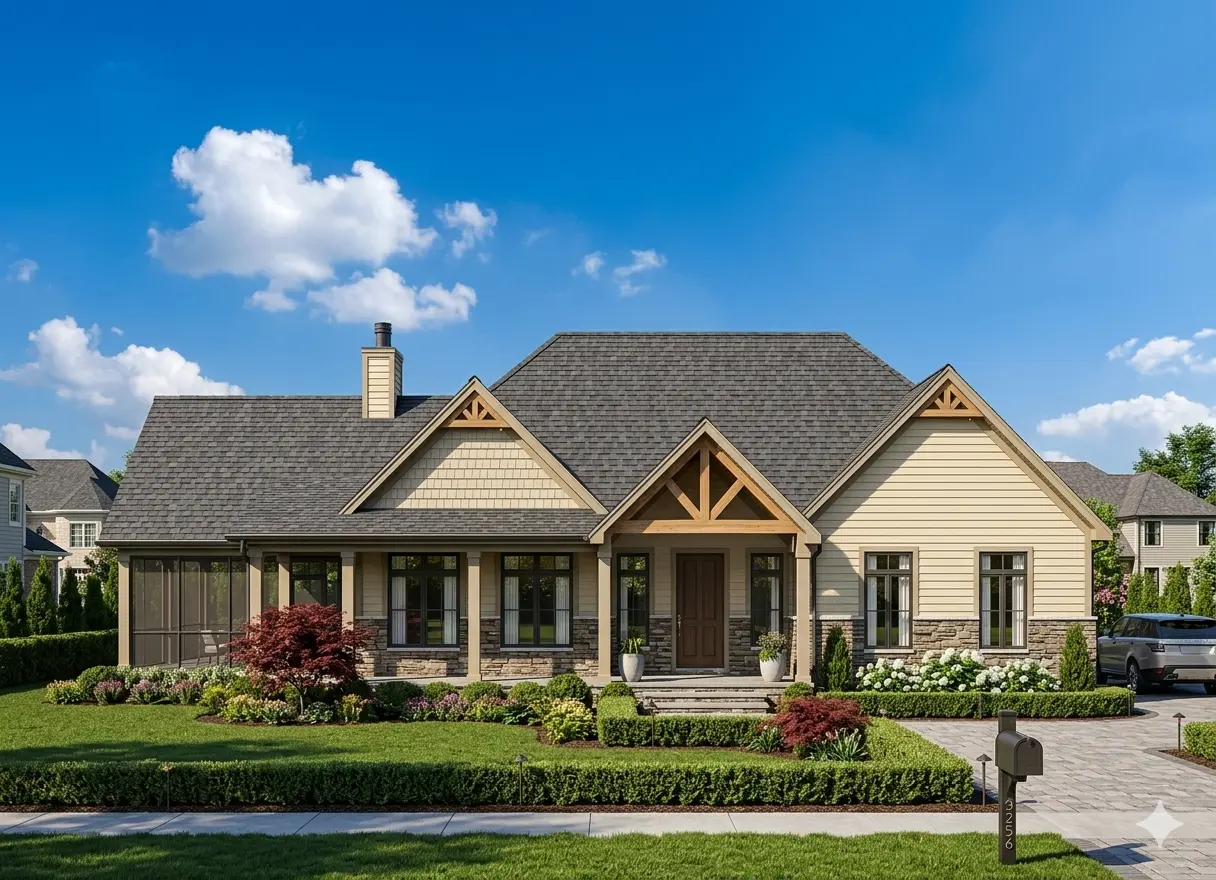 1-Story House Plan 2250 ft²: 3 Beds, 2.5 Baths, Open Floor Plan, without Garage