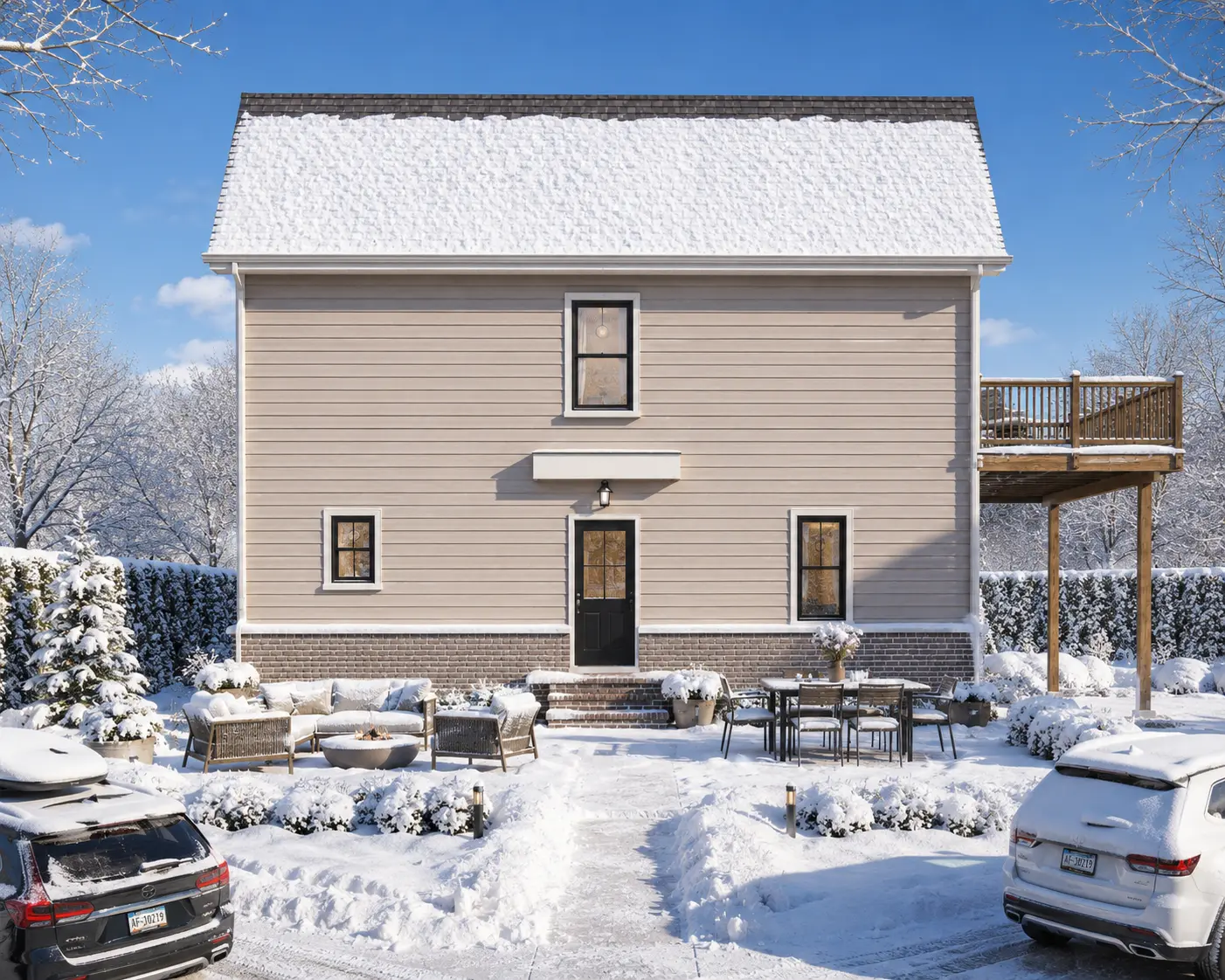 2-Story House Plan 1456 ft²: 2 Beds, 3 Baths, 3-Car Garage