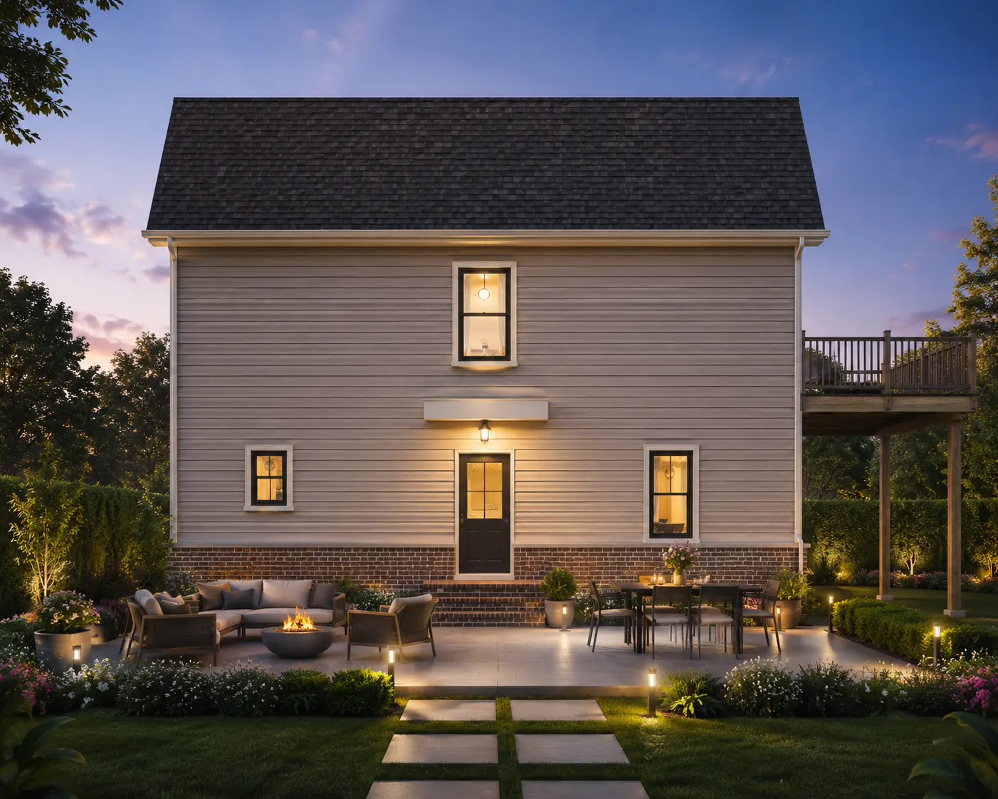 2-Story House Plan 1456 ft²: 2 Beds, 3 Baths, 3-Car Garage