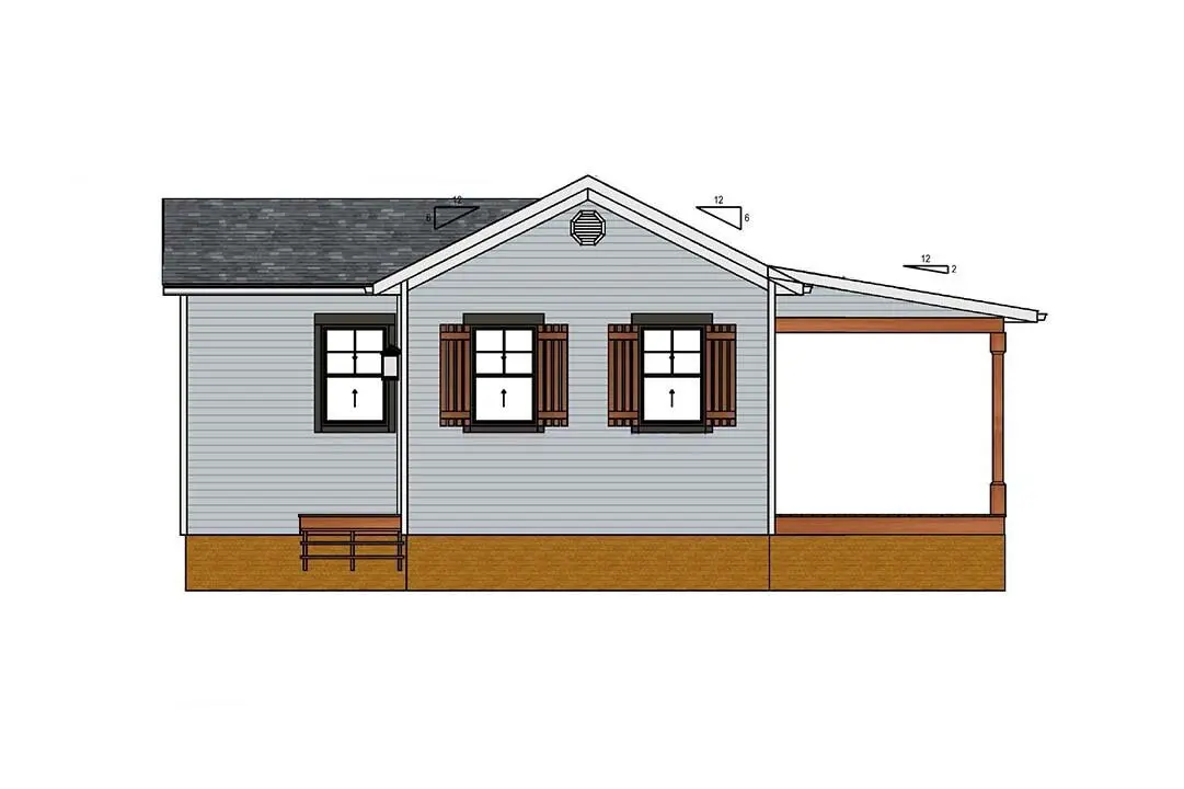 1-Story House Plan 713 ft²: 2 Beds, 1 Baths, Open Floor Plan, without Garage