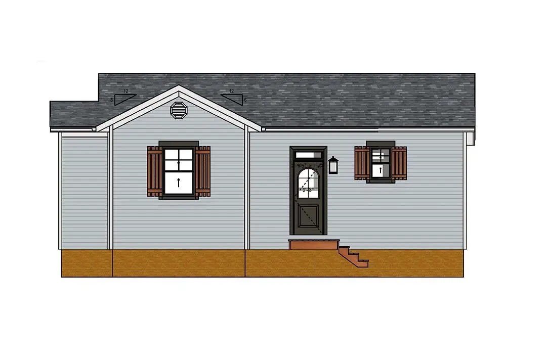 1-Story House Plan 713 ft²: 2 Beds, 1 Baths, Open Floor Plan, without Garage